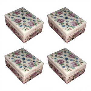Caja de incrustaciones de mármol de diseño elegante con aspecto clásico hecho a mano moderno con material de nácar para almacenamiento de joyas, caja de artículos de regalo - Product Image 1