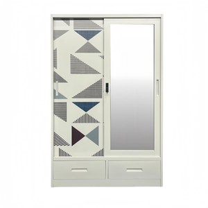 Wholesale Assembled Metal Wardrobe Almirah Closet Storage Bedroom Furniture Steel Printed Key <b>Lock</b> Rust Resistant Wall Mount - Product Image 4