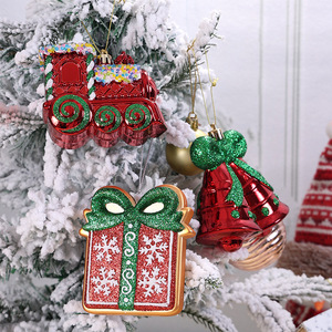 Nouveau Pendentif Décoratif de Noël en Plastique, <span class=keywords><strong>Petit</strong></span> <span class=keywords><strong>Train</strong></span> Rouge avec Clochettes, Boîte Cadeau, Ornement d'Arbre, Accessoire Photo et Décoration Festive - Product Image 1