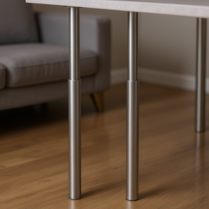 Juego de 2 patas para muebles, de hierro niquelado cepillado, estilo industrial redondo, para uso en mesas - Product Image 2