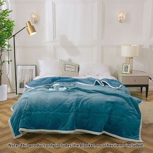 Couverture en polaire bleu lac douillette, couette douce et chaude pour lit, canapé, salon, chambre à coucher, décoration - Product Image 2