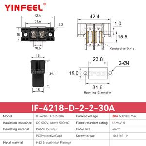30A 600V DC Max. Connecteurs de câble électrique Connecteur de fil Batterie série parallèle Borniers Type de barre de sertissage - Product Image 3
