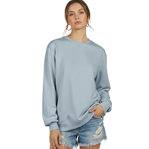 เสื้อสเวตเชิ้ตคอกลมแบบยูนิเซ็กซ์ สีฟ้าอ่อน แขนยาวปกติ สวมใส่สบาย ผ้าเฟรนช์เทอร์รี่ถัก 100% ผ้าฝ้าย ซักแล้ว ใส่ได้ในฤดูหนาว - Product Image 1