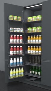 Custom Option Modern Kitchen Super Pantry Unit 450mm 300mm Pull Height Larder Chrome <b>Soft</b> Closing Slide Multi-Function BN <b>Wire</b> B - Product Image 1