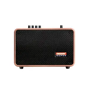 Temeisheng Dual 5.25 Inch Draadloos-Bt Speaker Box Lederen Beklede Houten Kast Voor Thuis Karaoke Live Streaming