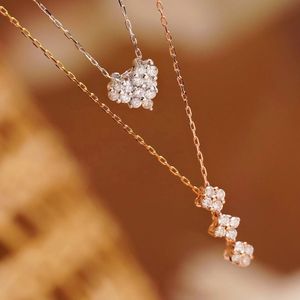 Xinfly Fashion Real 18k Gold Jewelry Friendship Charm Heart Lucky Four <b>Leaf</b> Clover Pendant Diamond Necklace - Product Image 5