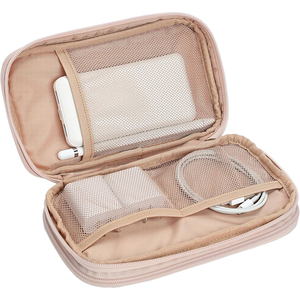 Estuche organizador de cables de viaje de doble capa, bolsa electrónica para dispositivos tecnológicos, esencial para cables de cargador, teléfono, unidad flash, color rosa - Product Image 3
