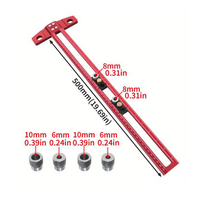Dụng cụ chế tác gỗ tự làm <span class=keywords><strong>2</strong></span> trong 1: thước định vị và tạo rãnh khoan 6/8/10mm, ống khoan nhôm, thước chữ T, OEM/ODM tùy chỉnh - Product Image 5