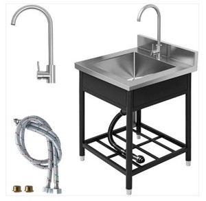 Évier de cuisine monobloc amovible en acier inoxydable <span class=keywords><strong>Skywater</strong></span> TM7540TZ, à poser sur comptoir, pour extérieur et jardin, deux bacs simples - Product Image 1