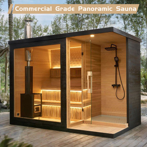 올인원 야외형 모던 드라이 스팀 사우나 다기능 헴록 목재 빌라 휴식용 대형 사우나룸 - Product Image 2