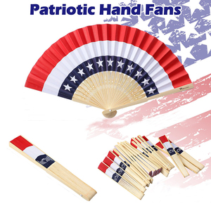 Regalo de fiesta del Día DE LA Independencia <span class=keywords><strong>Bandera</strong></span> Patriótica con lentejuelas de estrellas Abanico de mano Artesanía de bambú de verano Animal floral adornado para el Día DE LOS Caídos - Product Image 3
