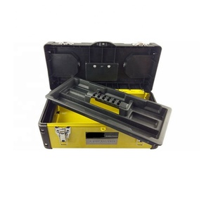 Custom double layers 14 inches square storage clear plastic ABS small metal lock tool box