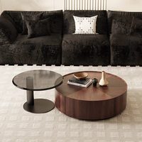 Table basse moderne en bois massif avec plateau en pierre et rangement, aucun assemblage requis, mobilier de salon, personnalisation OEM/ODM