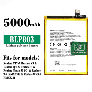 Batteria BLP803 5000mah telefono per OPPO Realme V3 Q3i 7i Narzo 30 5G RMX3388 Realme 8 5G batterie di alta qualità - Product Image 2
