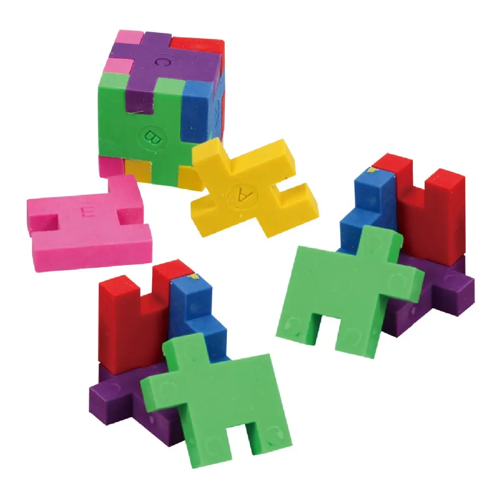 Günstige benutzer definierte Design niedlichen Gummi 3d Puzzle Würfel Bausteine Spielzeug Neuheit Radiergummis für Kinder