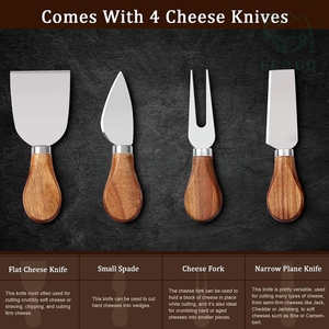 Juego de Regalo Redondo, Bandeja para Servir Comida para Fiestas, Tabla de Charcutería de Madera de Acacia, Tabla de Quesos de Madera con Cuchillos - Product Image 4