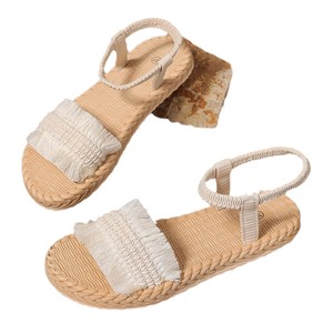 Los cordones de los zapatos con borlas de tendencia de moda para mujer son antideslizantes, resistentes al desgaste, cómodas, Sandalias de tacón plano de suela blanda - Product Image 1