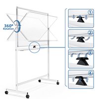 Tableau blanc mobile pliable avec design unique, support rabattable et butée de tableau – Accessoires pour tableau blanc