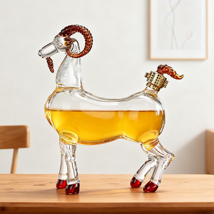 1000ml tùy chỉnh rượu vang chai dê hình dạng Tinh thể thủy tinh màu trắng rượu tinh thần chai - Product Image 3