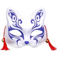 Masque lumineux en forme de chat et de renard à demi-visage pour enfants, thème animal naturel, Halloween, en plastique, fabriqué en Chine, modèle 3345