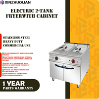 Friteuse professionnelle électrique à 2 bacs de 20 L en acier inoxydable, pour restaurant, 24000 W, XINZHUOLIAN XZL-TC-2E, 380 V, nettoyage facile