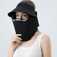 Masque facial de protection solaire infusé au collagène, ensemble 3-en-1, chapeau de soleil en nylon à motif uni, casquette de protection solaire extérieure de couleur unie