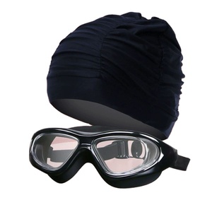 Bonnet de bain en PU imperméable pour femmes avec grand ensemble de lunettes cheveux longs bouclés dreadlocks tisse des tresses-pour la natation - Product Image 1
