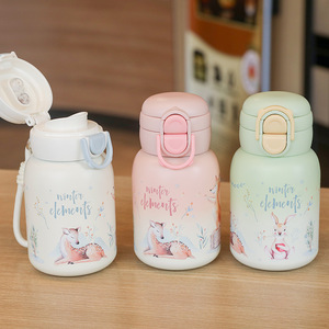 <b>Mini</b> Children's Insulated Stainless Steel Vacuum Water <b>Bottle</b> Straw Cup Light Luxury High-End Sports Outdoor Back School 6-12 - Product Image 1