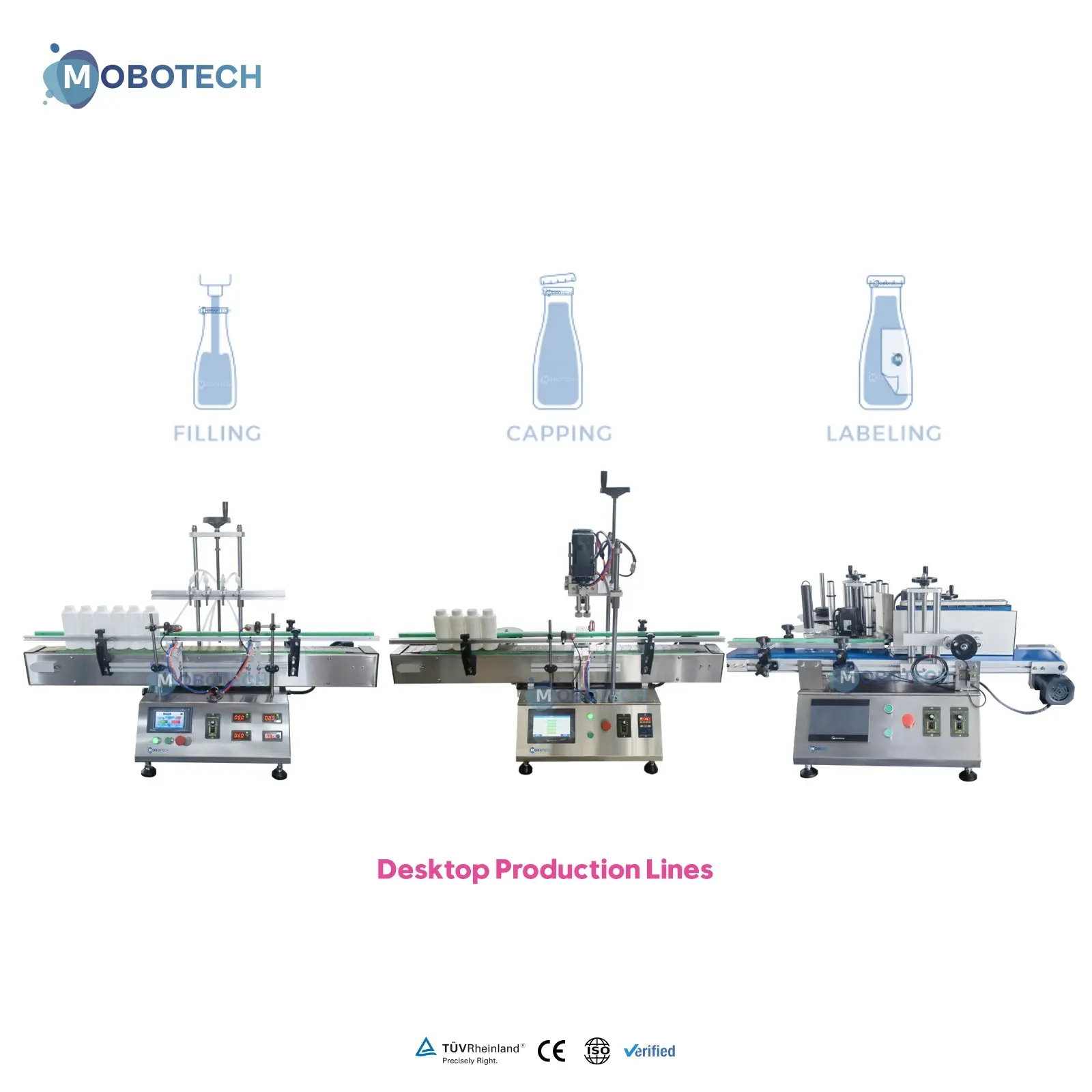 Chất lượng cao Máy tính để bàn tự động kinh doanh nhỏ Máy làm đầy chất lỏng máy đóng nắp máy dán nhãn toàn bộ dây chuyền sản xuất