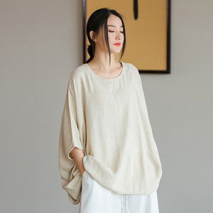 Maglietta Casual Casual e <span class=keywords><strong>sostenibile</strong></span> da <span class=keywords><strong>donna</strong></span> con Pullover manica a pipistrello canapa da <span class=keywords><strong>donna</strong></span> - Product Image 1
