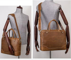 Maletín de Cuero Genuino Crazy Horse de Andong para Hombre, Maletín de Cuero de Grano Completo Multifuncional para Hombre, Bolsos de Hombro para Portátil de 14 Pulgadas - Product Image 2