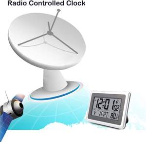 Digitale Atomuhr für Innen/Außen Einseitige Wanduhr Großes LCD-Display Kabelloser Sensor Thermometer 300ft/100m Reichweite Kalender - Product Image 4
