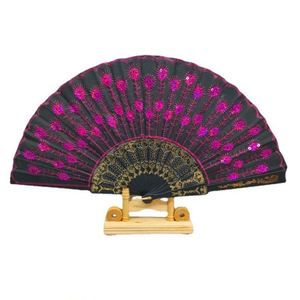 Éventail pliable de 23 cm avec motifs traditionnels et publicitaires, anges sculptés et dessins animés, doté de bâtons en plastique et d'un tissu. - Product Image 1