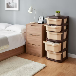 New Durable Mini Capacity 5-Drawer Modern Plastic Mobile <b>File</b> Cabinet <b>Organizer</b> Chest with for Home Bedroom Study - Product Image 4