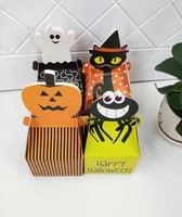 Boîtes à friandises d'Halloween en carton, boîtes à pignon en forme de maison hantée, toile d'araignée, sorcières, citrouille, boîte cadeau pour bonbons et biscuits pour l'école et la salle de classe