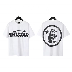 เสื้อยืดคุณภาพสูง 100% ผ้าฝ้าย สตรีทแวร์ ทรงโอเวอร์ไซส์ ไหล่ตก แขนสั้น ลายพิมพ์ดาวสไตล์วินเทจ สำหรับผู้ชาย - Product Image 4