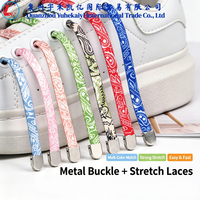 En gros Lacets plats extensibles en caoutchouc 8MM, sans nœud, avec clip à griffes élastique et fermoir métallique, motif Paisley, pour chaussures de sport, lacets paresseux