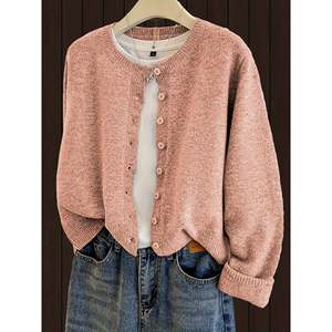 Light Grey <b>Button</b> Front Long Sleeve <b>Cardigan</b> Women's Casual Wear - Product Image 6
