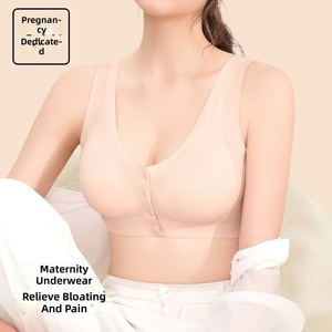Soutien-gorge de grossesse et d'allaitement sans armatures pour femme, à fermeture <span class=keywords><strong>avant</strong></span>, bonnet 3/4, anti-affaissement, bretelles réglables, coussinets amovibles - Product Image 1