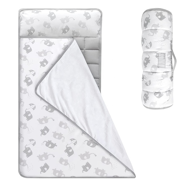 Standard Cot Nap Mat for Toddlers Elephant with Pillow and Blanket for Kids Preschool, Daycare