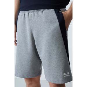 Pantalones cortos básicos para hombre de algodón gris melange, gruesos, suaves, con textura y ajuste estándar - 81280 - Gb melange - Product Image 4