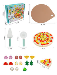Novedad educativa de madera maciza de alta calidad, cocina de <span class=keywords><strong>Pizza</strong></span> vegetal DIY, juguetes de cocina para niños y niñas con autismo - Product Image 6