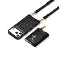 Étui de téléphone en cuir multifonctionnel et élégant avec lanière bandoulière pour iPhone 17 16 15 14 13, avec porte-cartes et portefeuille