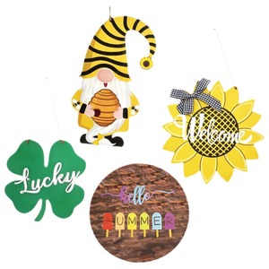 Colgante Decorativo para Puerta de Madera con Diseño de Abeja, Girasol y Trébol de Cuatro Hojas, Amuleto de <span class=keywords><strong>la</strong></span> <span class=keywords><strong>Suerte</strong></span> - Product Image 5