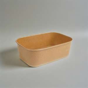 Bol en papier rectangulaire jetable pour plats à emporter, 100 % écologique, avec logo personnalisable, fourni par l'usine - Product Image 1