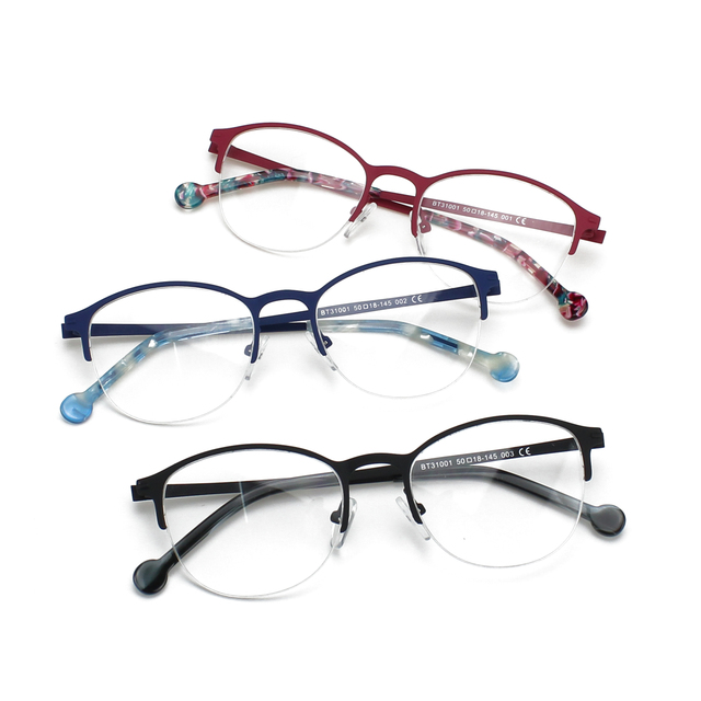 2023 Manufacturing Ultralight Classic Round Eyeglasses Metal Half Frame Optical Glasses Frames for Men Women