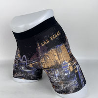 Boxer imprimé Las Vegas Nightscape pour hommes, sous-vêtements à taille élastique mi-cuisse, vêtements de nuit graphiques à thème urbain