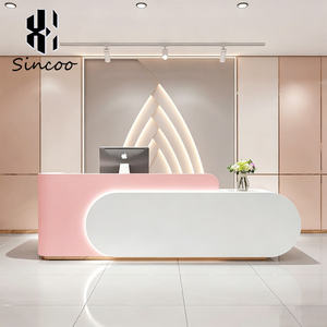 Mostrador de Recepción Moderno para Salón de Belleza de Lujo, con Acabado en Pintura Horneada, Diseño Curvo, para Peluquería, Spa y Tienda - Product Image 2
