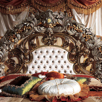 Ensemble de meubles de chambre à coucher personnalisable en bois massif de style Art Royal Français, cadre de lit king-size élégant de haute qualité, luxe