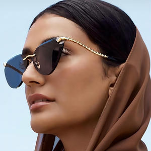 Lunettes de soleil de luxe pour femmes, monture en métal <span class=keywords><strong>serpent</strong></span>, sans monture, œil de chat, lunettes de soleil de créateur, monture dorée, verres en verre - Product Image 5